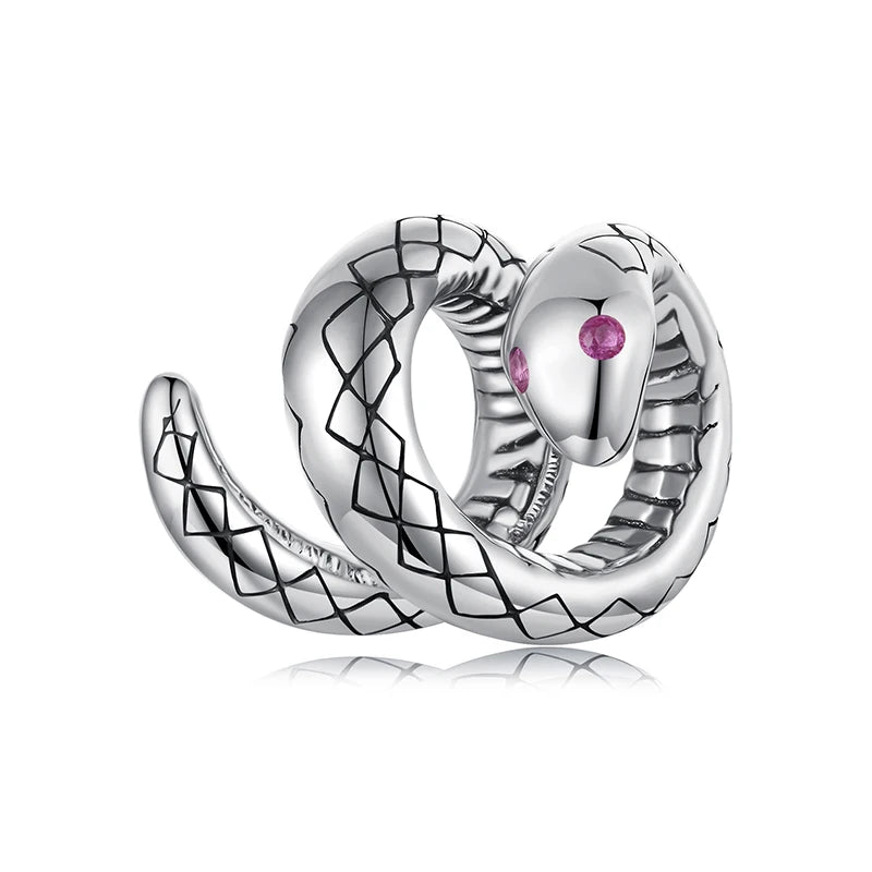 BAMOER 2025 Neuer Anhänger aus massivem 925er Sterlingsilber mit niedlichem Schlangenmotiv, passend für Originalarmbänder und DIY-Schmuckzubehör von Bamoer Beads