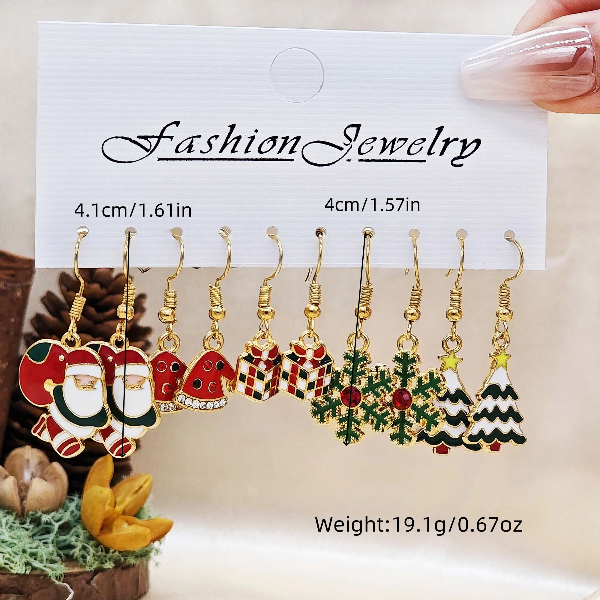Christmas Alloy Drip Earrings Unique Reindeer Snowman Hat Snowflake Tree Women Accessories