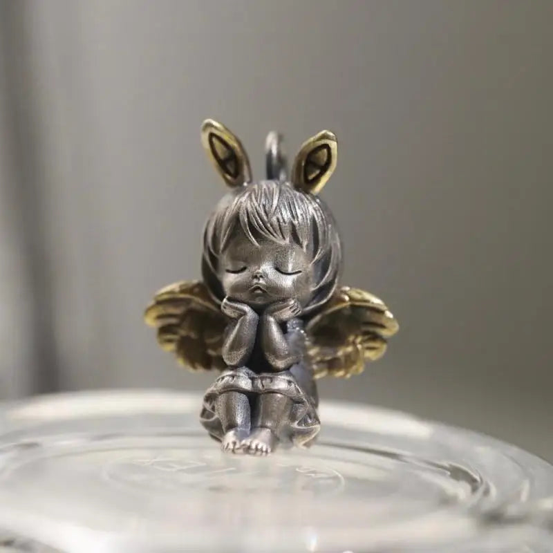 Classic Silver Plated Praying Angel Wings Pendant Necklace Men Women Fashion Protection Amulet Jewelry Birthday Gift