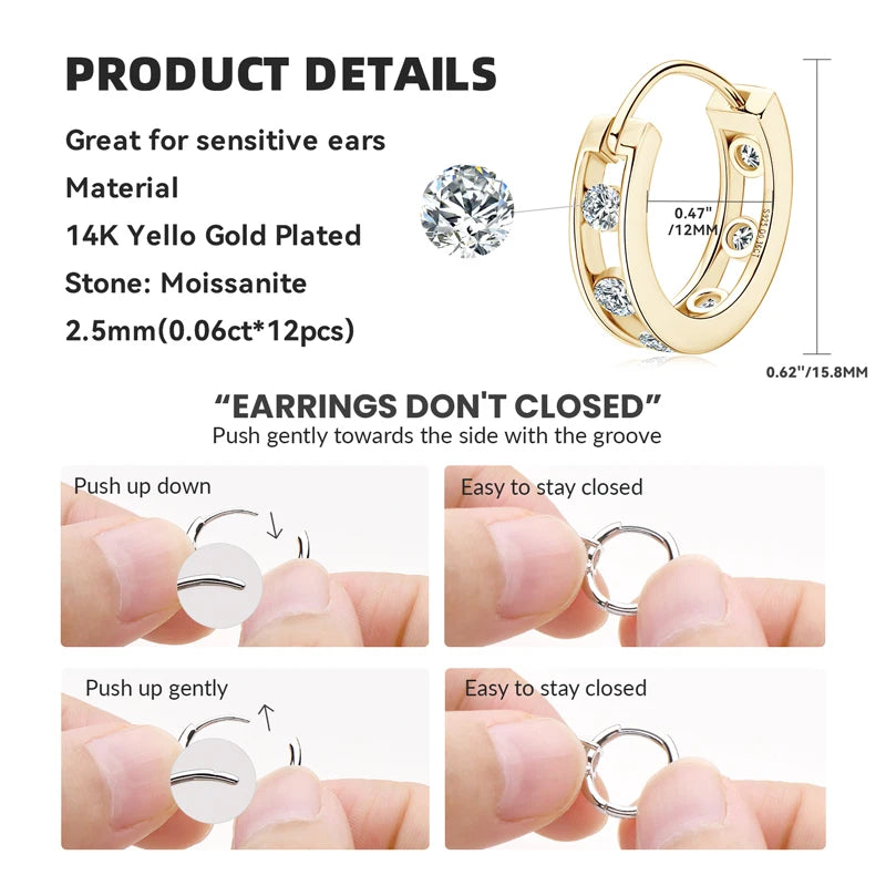 OXTAO Hoop Earings 100% 925 Sterling Silver Moissanite Huggies Earrings Female Jewelry Birthday Party Gifts GRA Certified