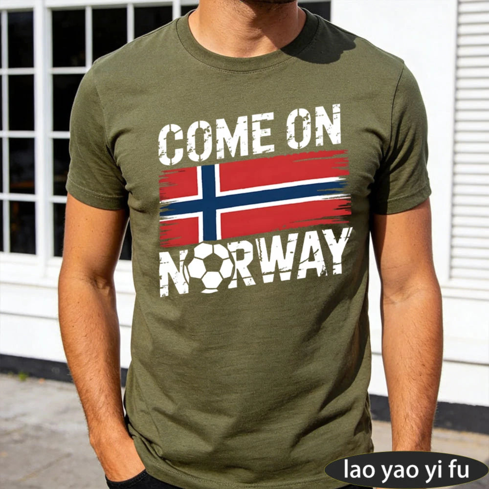 Come on Norway Supporter Football Fan Mens T-Shirt Tee Gift Top - Picture 1 of 2