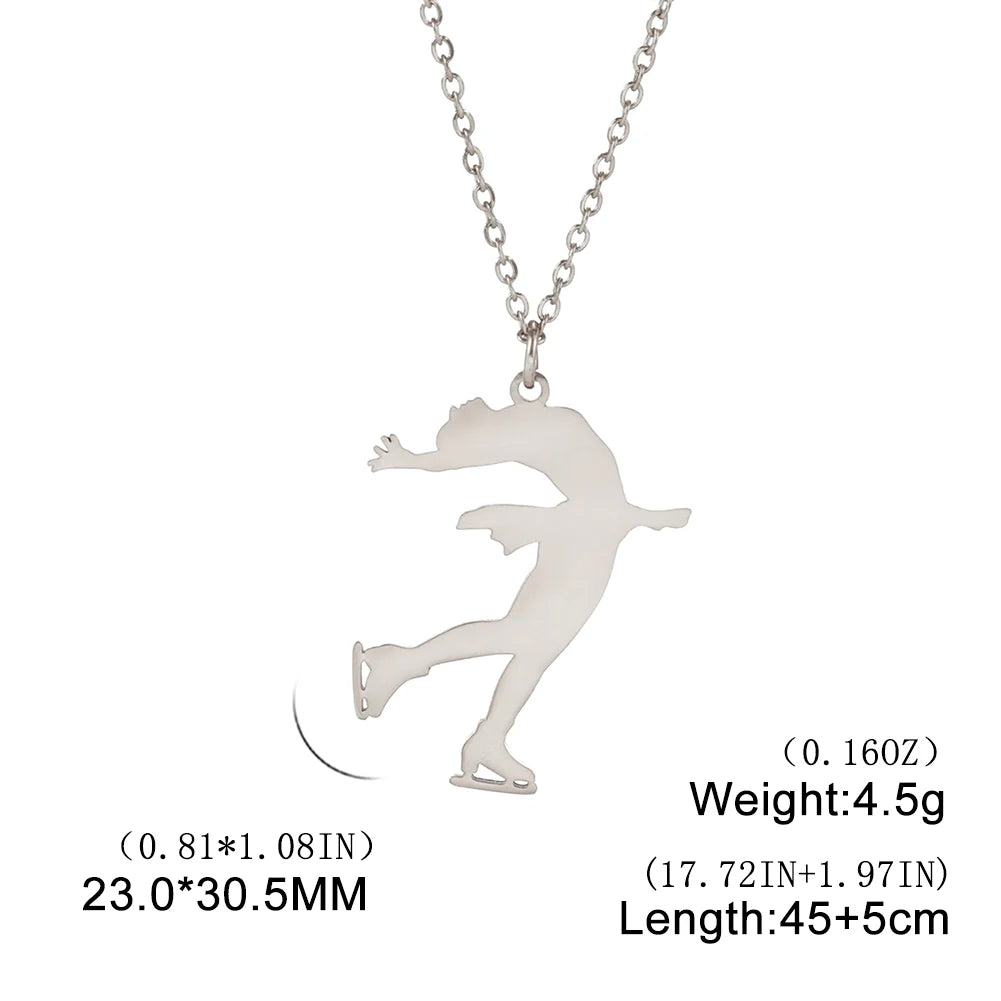 Dreamtimes Gymnastics Necklace Stainless Steel Sports Dance Artistic Gymnastics Skating Athlete Jewelry Pendant Women's Gift