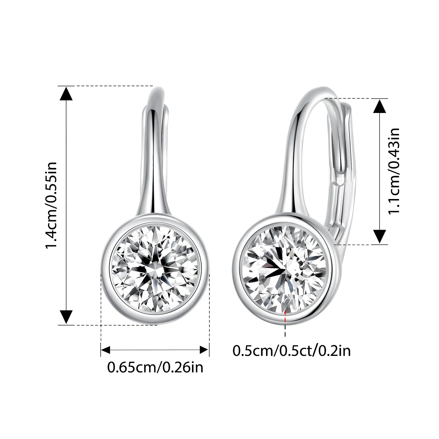 Boucles d'oreilles BISAER en argent sterling 925 avec moissanite scintillante de 0,5 ct pour femme, couleur D VVS1 EX Lab Diamond, bijoux fins de mariage