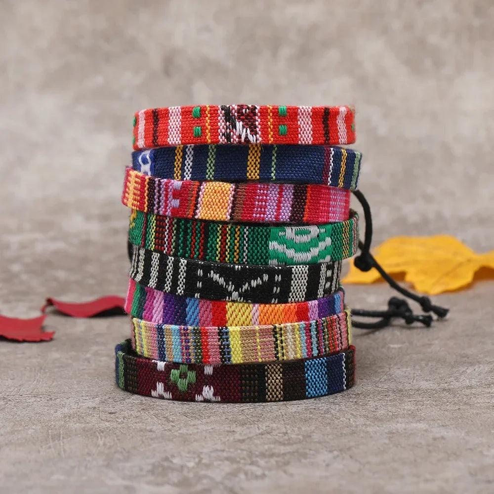12Pcs Nepal Ethnic Colorful Bracelet Set For Women Bohemia Fabric Braided Rope Wristbands Men Bangle Fashion Summer Jewelry