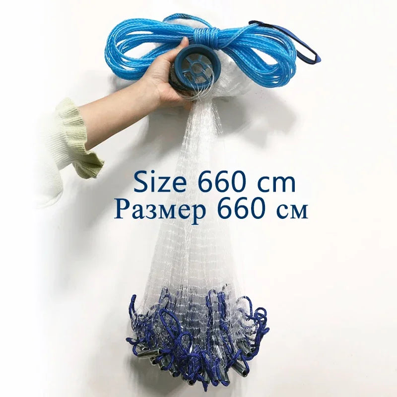 Lawaia Wurfnetz aus Monofilament-Nylon, amerikanisches Fischernetz, Handwurfnetz mit Senkblei, Outdoor-Sportfischernetz