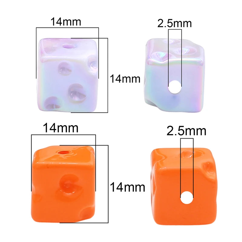 5pcs Cube Cheese Bead Acrylic Spacer Loose Beads For Jewelry Making diy Decorations Bracelet Phone Chain Keychain Accessories