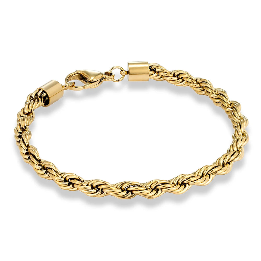 MKENDN 2/3/4/5MM Delicate Twisted Chian Bracelet for Women Men Minimalist Punk Silver Gold Color Stainless Steel Fashion Jewelry