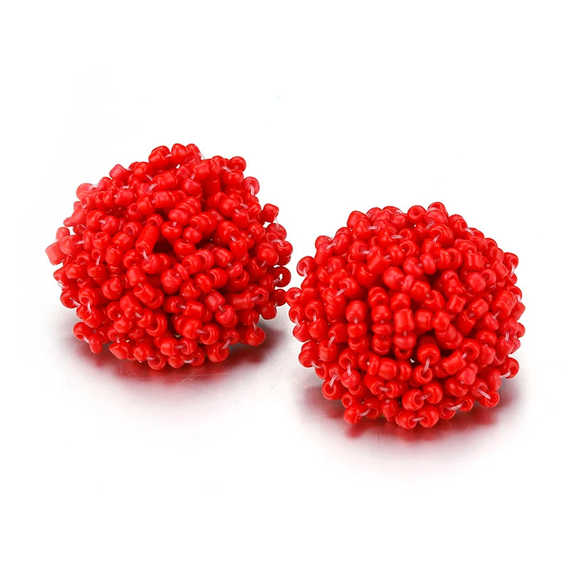 Aensoa Simple Multicolor Ethnic Resin Handmade Beaded Earrings For Women Accessories Bohemia Geometric Earrings Fashion Jewelry