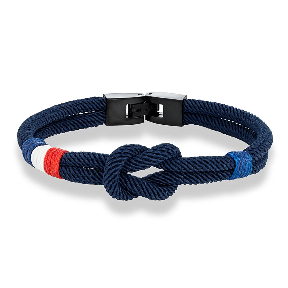 MKENDN Doublelayer France Proud Infinity Rope Bracelet Men Women Handmade Woven Design Luck and Protection Surfer Patriotic Gift