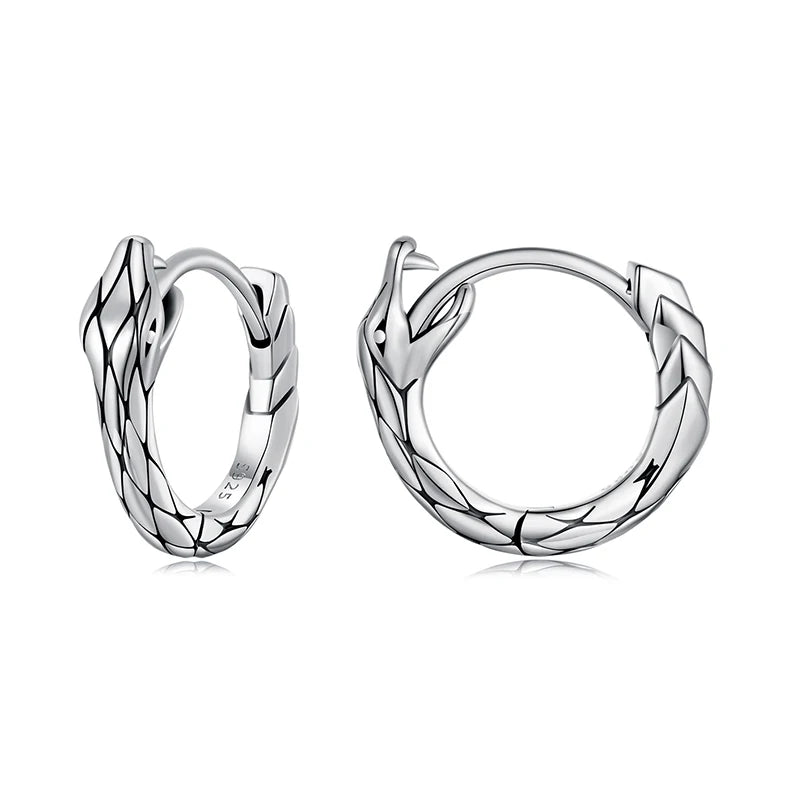 BAMOER 925 Sterling Silver Cute Snake Hoop Huggie Earrings, Hypoallergenic Animal Jewelry Birthday Gift for Women BSE1149
