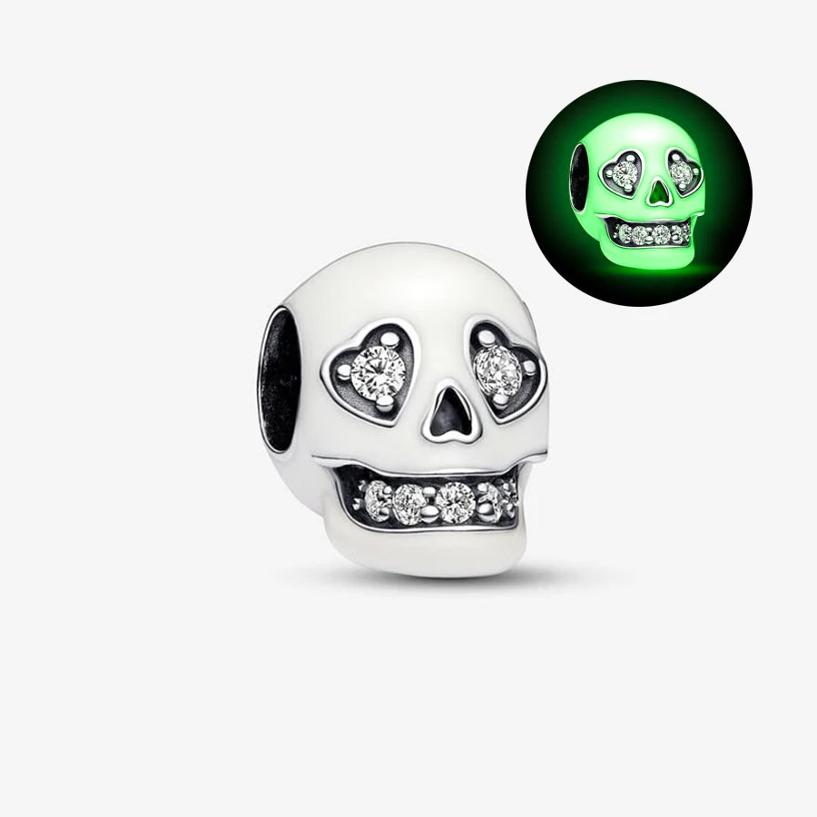 New 925 Sterling Silver Halloween Glow-in-the-dark Coffin Boo Skull Pumpkin Charm Bracelets Pendant Jewelry Halloween gifts