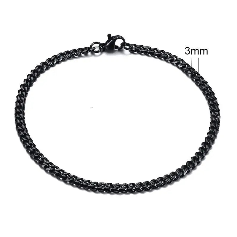 3/5/7/11mm Stainless Steel Figaro Chain Bracelet Bangle for Men Women Hiphop Trendy Wrist DIY Bracelet Jewelry