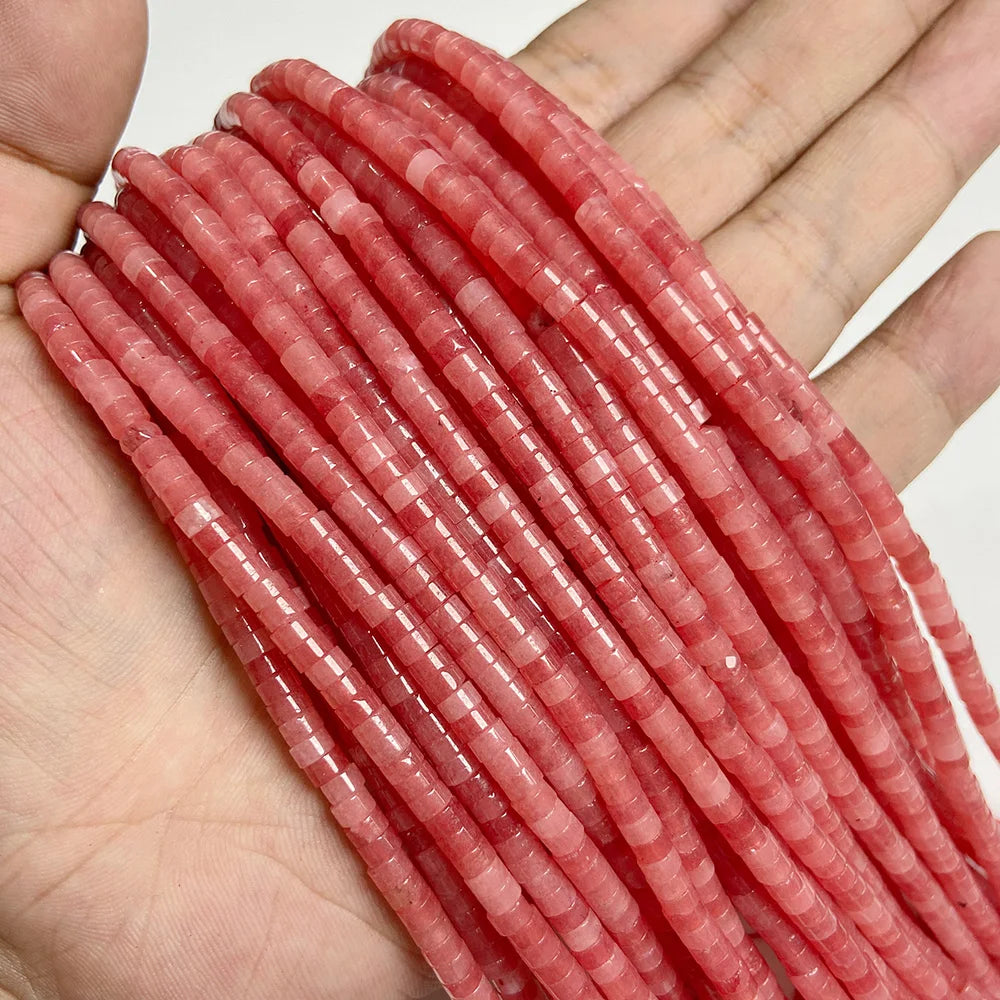 New Arrival Pink Stone Bead Natural Rose Quartzs Jades Jaspers Rondelle Shape Loose Beads For Jewelry Making  Accessories 2x4mm