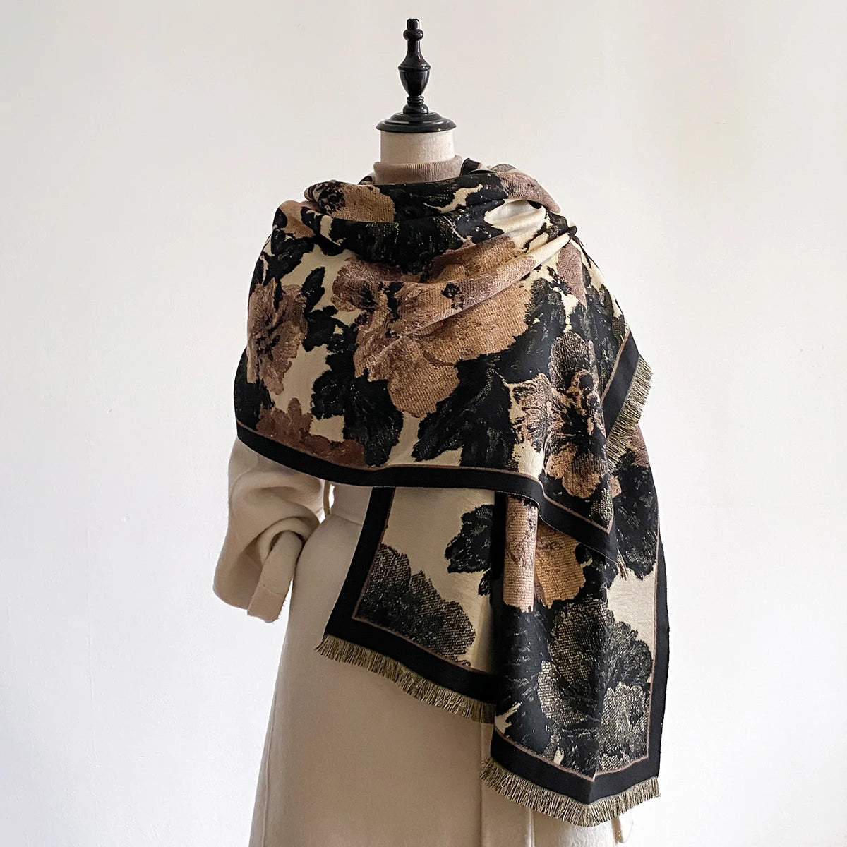 Women Winter Thick Warm Faux Cashmere Scarf Fashionable Luxurious Blanket Scarf Patterned with Design - Madeinsea©