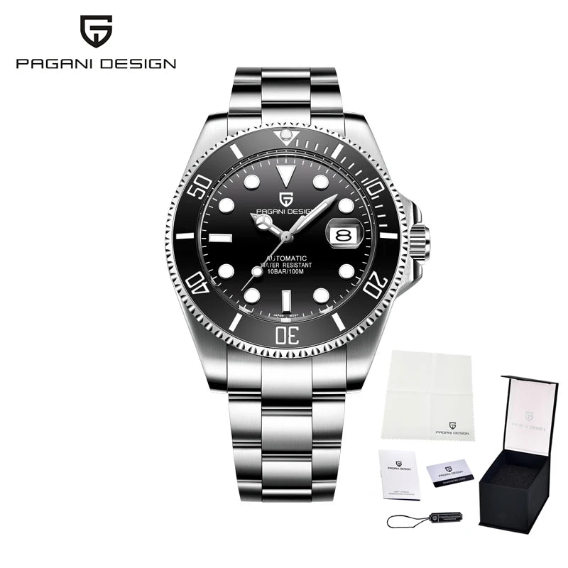 PAGANI DESIGN Brand Automatic Watch 43mm Men Watch Mechanical Watch Ceramic bezel Watch Stainless Steel Waterproof sports Watch