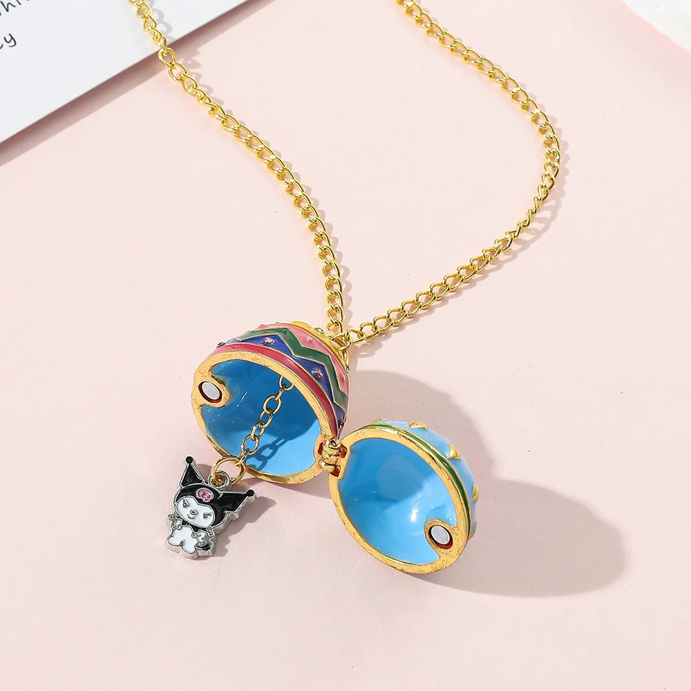 Collier pendentif œuf de Pâques Hello Kitty de Sanrio, collier pendentif œuf de Pâques créatif et ouvrable, beaux cadeaux de Pâques
