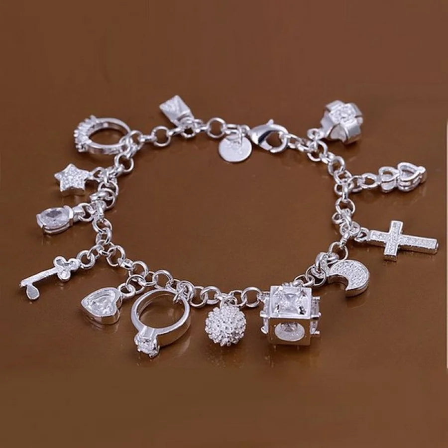 Noble 925 Sterling Silver Square Solid Chain Bracelet for Women Men Charm Party Gift Wedding Fashion Jewelry - Madeinsea©