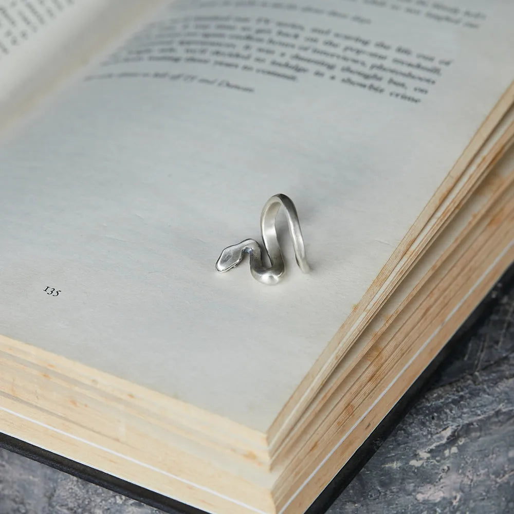 MKENDN Punk 925 Sterling Silver Snake Adjustable Ring For Men Women Gothic Trendy Street Hip Hop Dark Jewelry