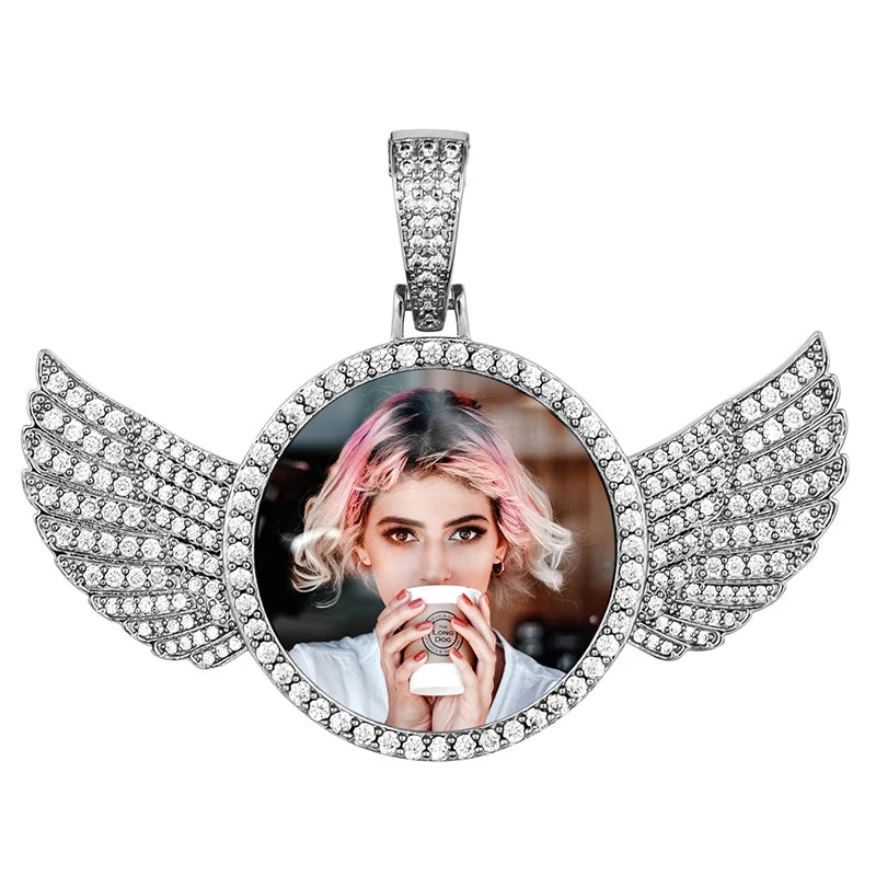 Médaillon souvenir rond unisexe avec photo personnalisée pour homme, bijou hip-hop