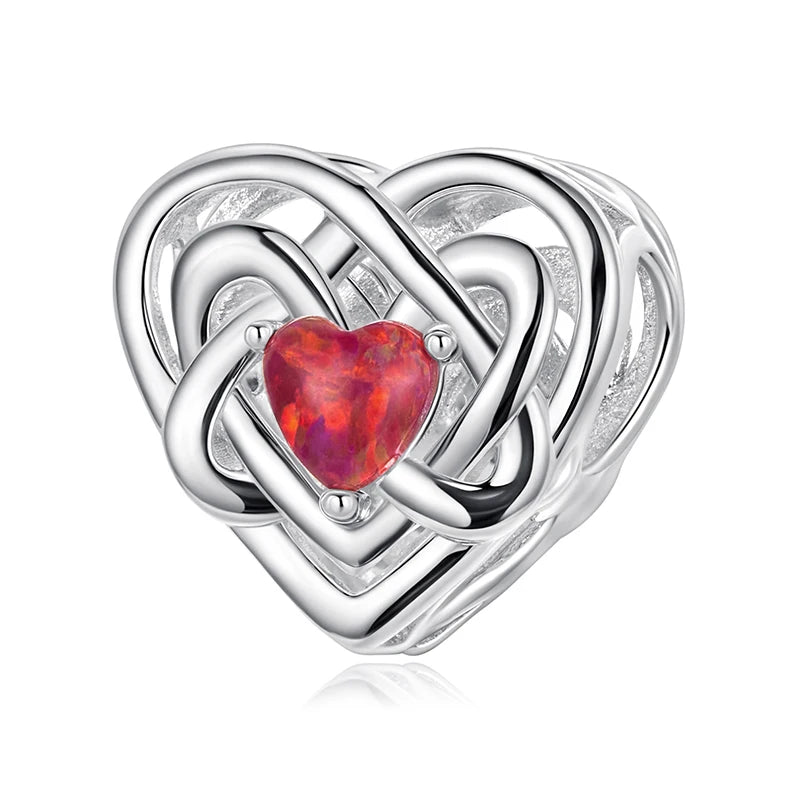 WOSTU 925 Silver Valentine's Gift Love Heart Charm Key Pendant Red Murano Glass Bead Fit DIY Jewelry make For Bracelet Necklace