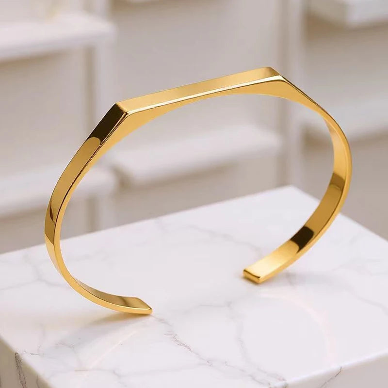 MKENDN Punk Black Gold Silver Color Twist Cuff Bangles High Polished Stainless Steel Couple Bracelets for Men Women Jeweley Gift