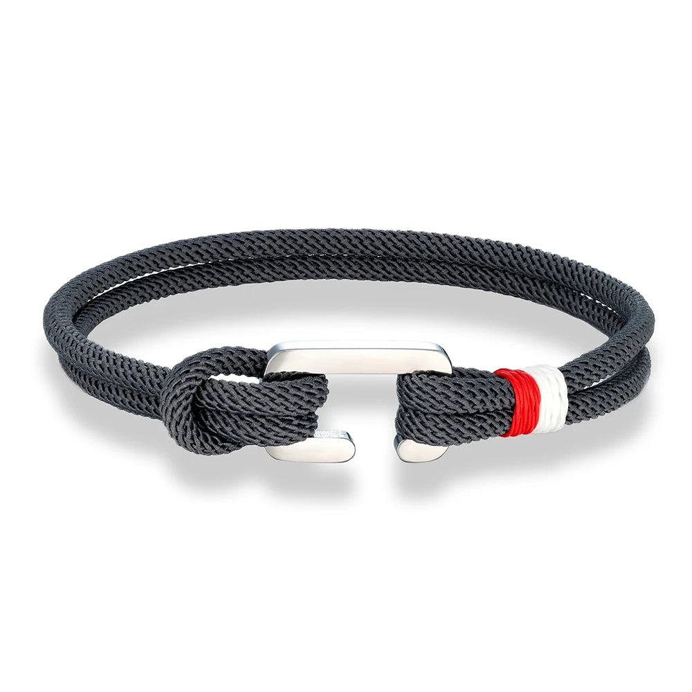 MKENDN Simple Style Braided Nylon Rope Bracelet Stainless Steel Mini C Clasp Survival Bracelet for Men Women Couple Boho Gifts