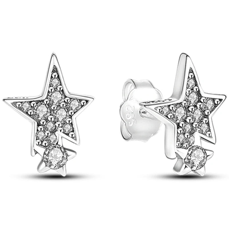 Earrings 925 Sterling Silver Stud Earrings Unicorn Star Zircon Stud Hoop Earrings For Women Girls Lovely Fashion Jewelry Gift