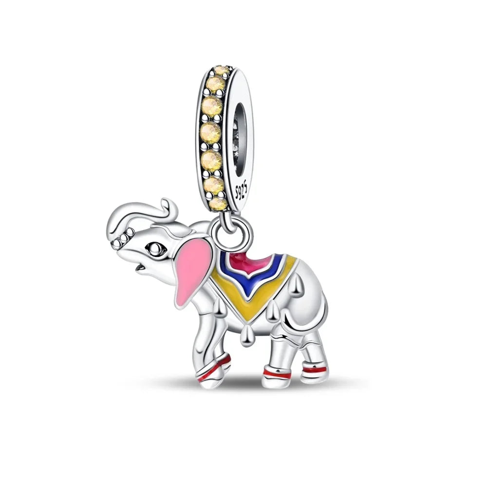 925 Sterling Silver Desert Pyramid Camel Elephant Charm Bead Fit Bracelet Original Charm for Women DIY Jewelry Making