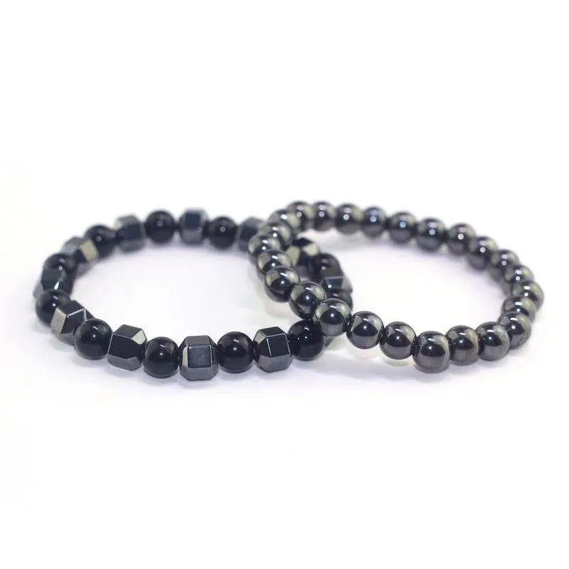 6mm8mm Black Frosted Lava Volcanic Stone Wearing Black Gallstone Bead Elastic Bracelet suit Bracelet for Men