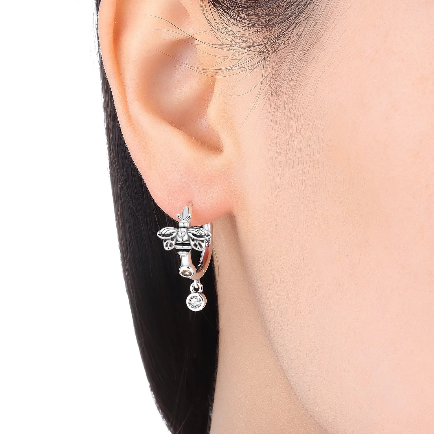 PANPOKI 925 Sterling Silver Bees Daisies Insects Flowers Drop Earrings Women Earrings Charm Versatile Party Jewelry Trendy Gift