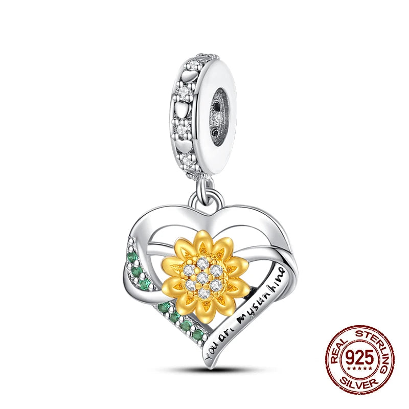 New 925 Sterling Silver Sun Sunflower Solar System Charms Beads Fit 3mm 925 Original Bracelet Fine DIY Jewelry Birthday Gift