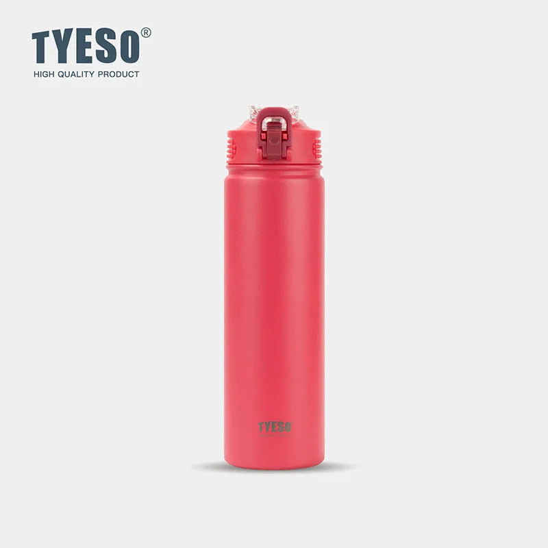 TYESO 600/750ML Stainless Steel Thermal Water Bottle with Straw Hot Cold Double Wall Vacuum Insulated Sports Cup for Coffee/Tea