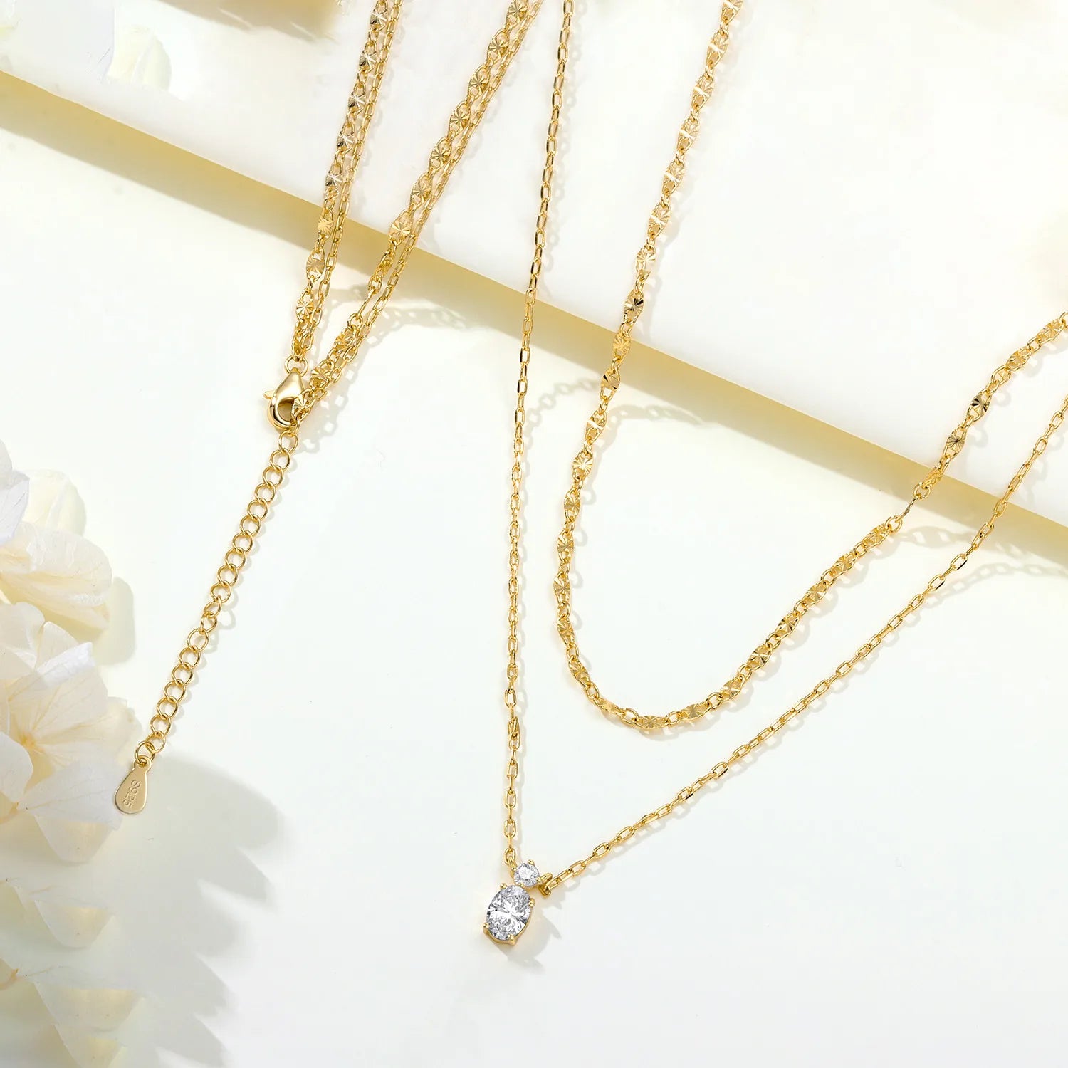 PANPOKI 925 Sterling Silver Exquisite Zircon Double-layer Necklace Pendant Necklace for Women Birthday Gifts Fine Jewelry