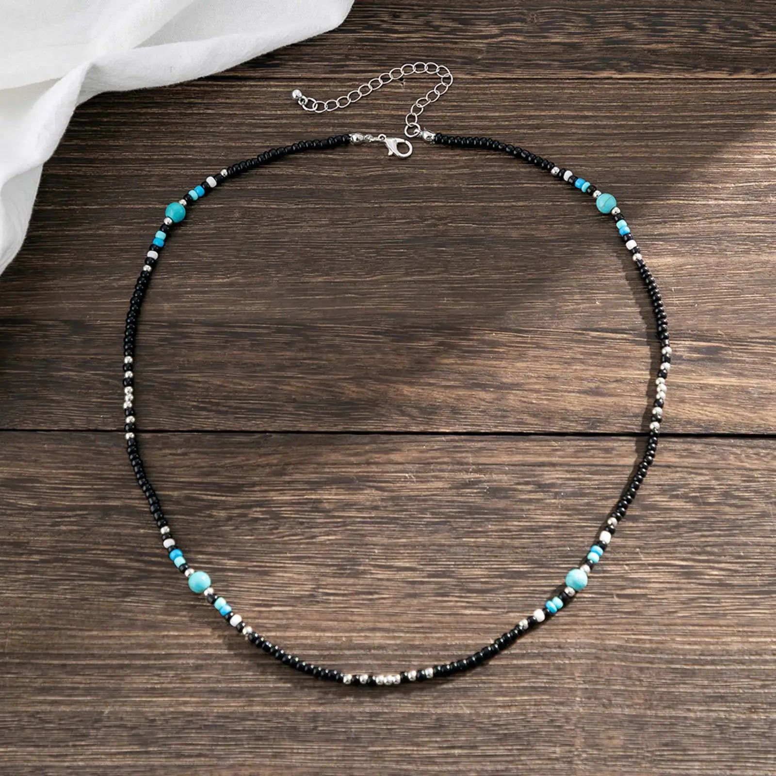 Synthetic Turquoise Necklaces for Men Boys,Natural Stone Mini Beads Necklaces,Summer Beach Bohemian Male Jewelry Gift