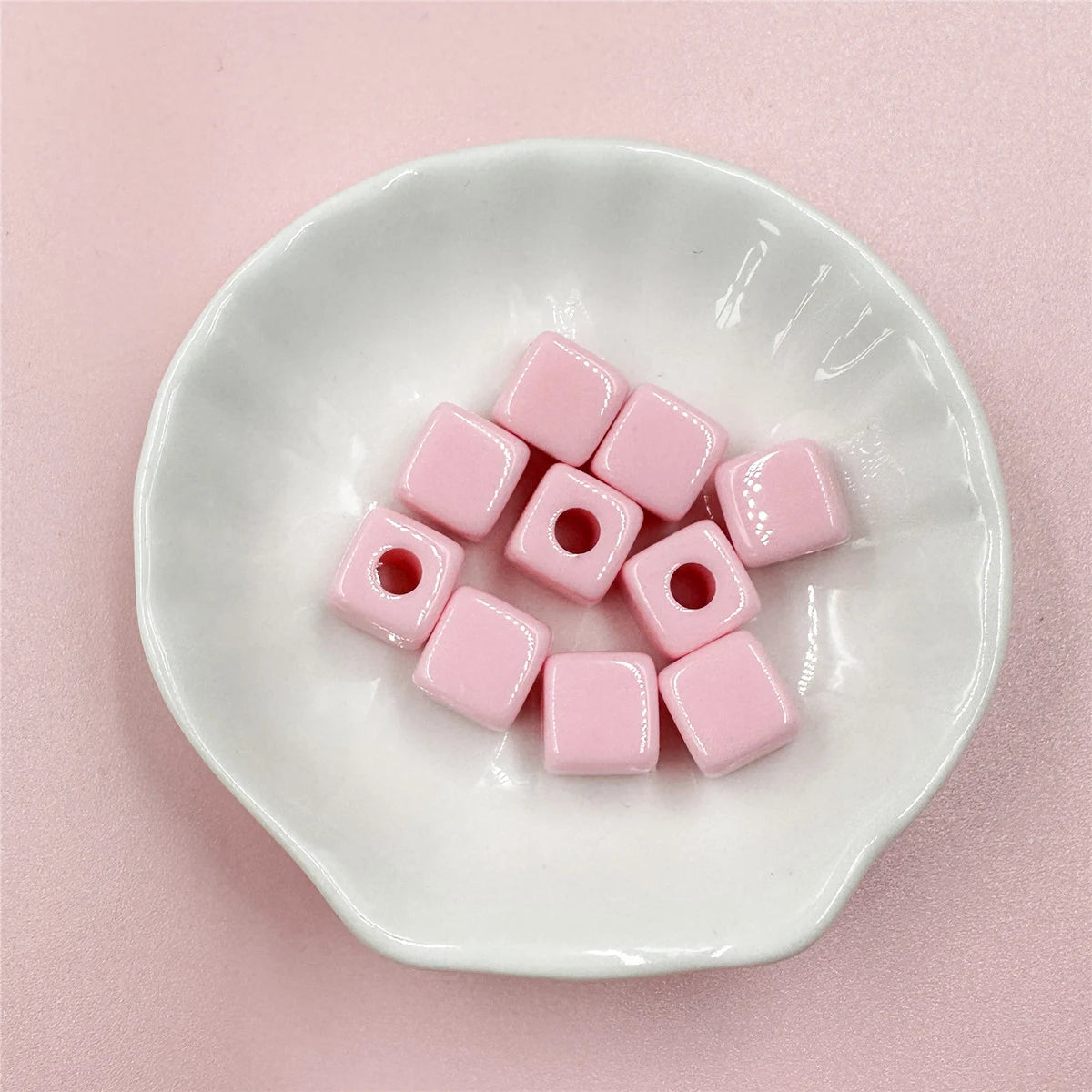 10pcs 10mm Square Shape Beads For Jewelry Making Spacer Candy color Acrylic Beaded Jewelry Materials