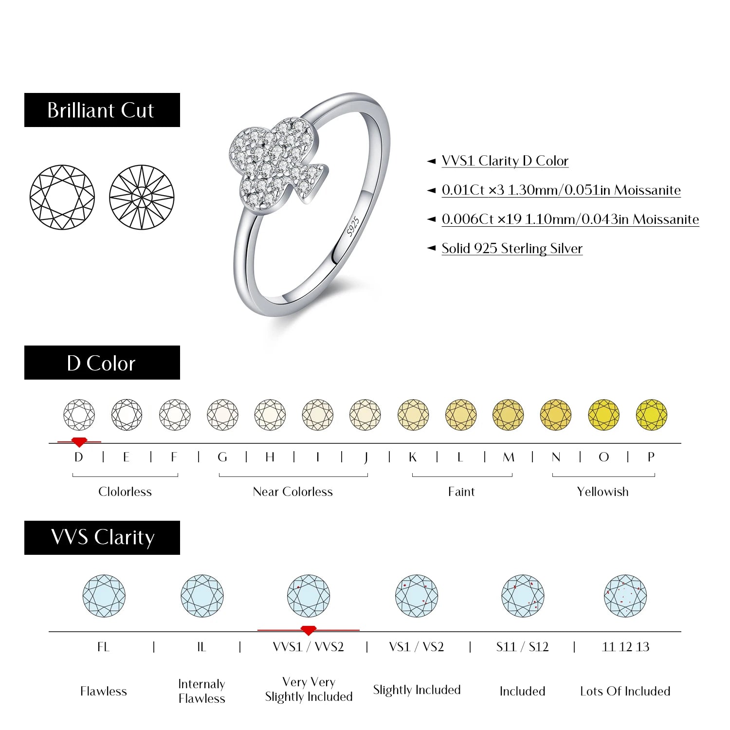 MODIAN D Color Moissanite 925 Sterling Silver Exquisite Charming Clubs Finger Rings For Women Vacation Party Fine Jewelry