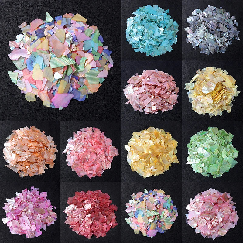 Muticolor Irregular Abalone Chips Natural Glitter Flakes Sea Shell Fragments For Nail Art Decoration DIY Manicure Wholesale - Madeinsea©