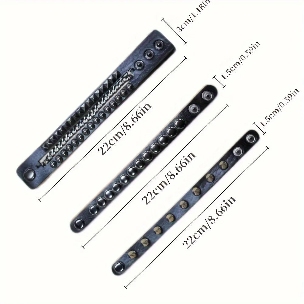 Vintage Leather Bracelets Punk Row Cuspidal Spikes Rivet Stud Wide Cuff PU Leather Punk Gothic Rock Unisex goth accessories