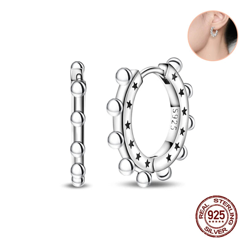 New Original 925 Sterling Silver Hoop Earrings Rose Gold Color Zircon Studs Earring For Women Luxury Wedding Engagement Gift