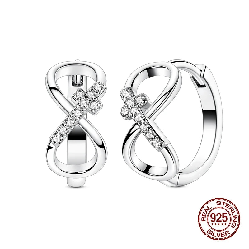 New Earrings 925 Silver Shining Baroque Style Retro Cross Hoop Earrings For Women Daily Wear Birthday Fine Party Jewelry Gift