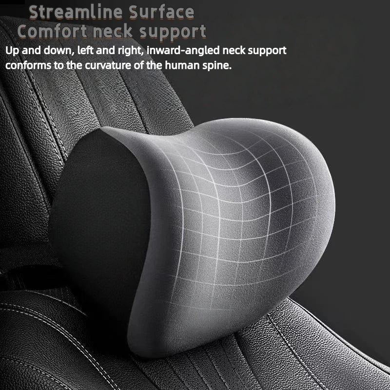 Ergonomic Car Headrest Lumbar Support Set Memory Foam Neck Protection Cushion  Breathable Plush Cover Universal Vehicle Supplies