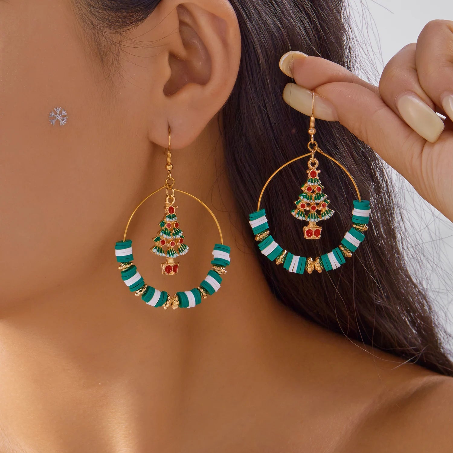Christmas Colorful Bell Tassel Earrings for Women Zircon Snowflake Xmas Tree Beads Long Earring New Year Festival Party Gifts