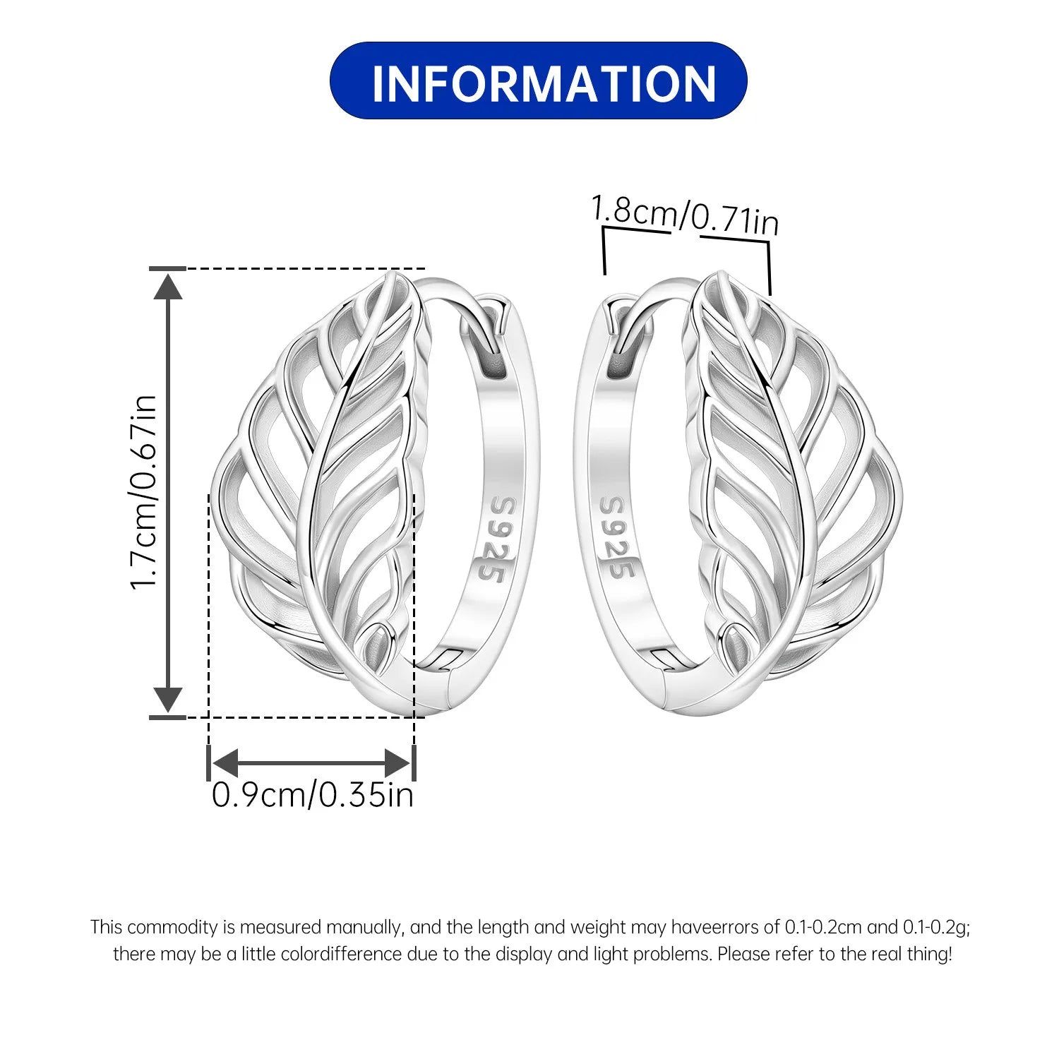 PANPOKI 925 Sterling Silver Hollow Out Design Leaf Earrings Silver Hoop Earrings For Women Jewelry Original Party Trendy Gifts