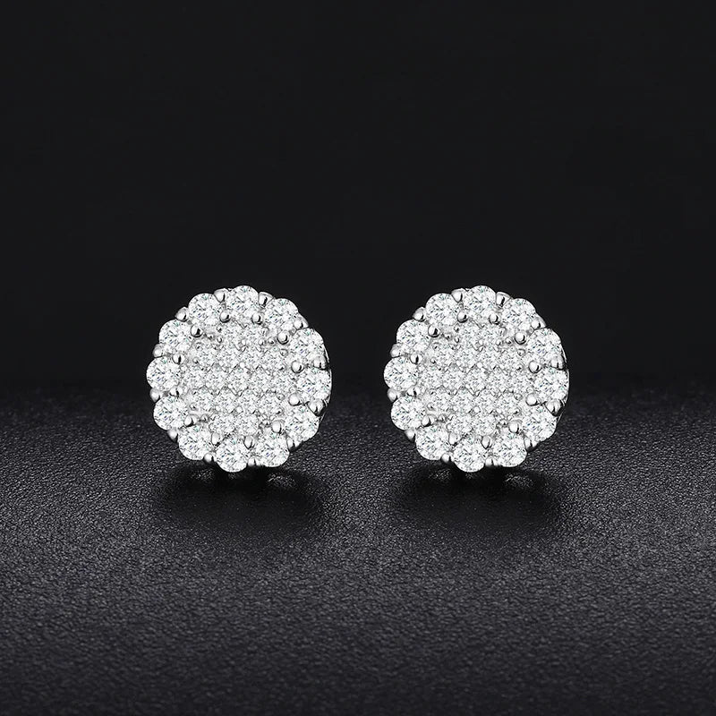 Top Quality 100% 925 Silver Earrings Fashion Classic Round Unisex Moissanite Earring  For Women Jewelry
