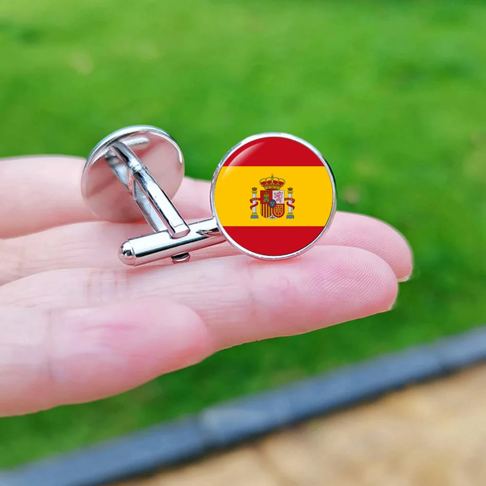 2024 France Flag Cufflinks Spain Chile Russia Netherlands Serbia USA Czech Republic Portugal Norway Switzerland Cuff Links Gift