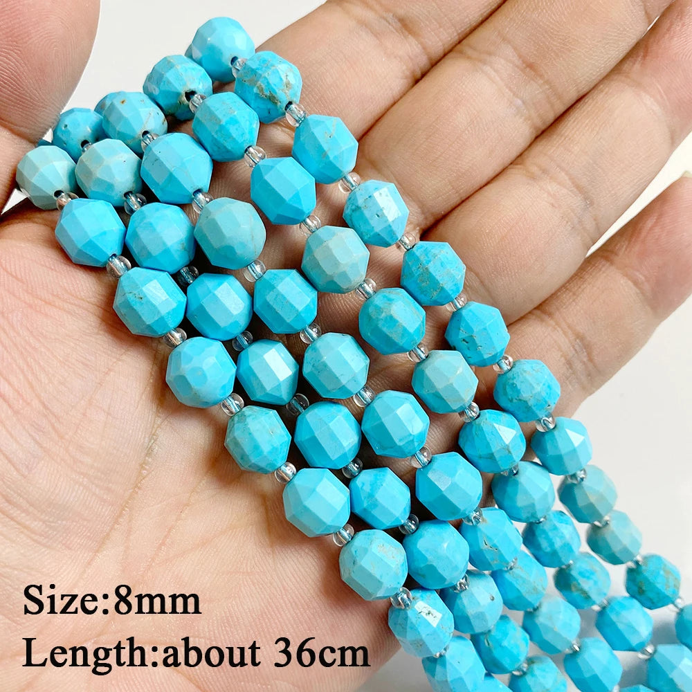 Wholesale Blue Turquoise Stone Beads Round Square Rondelle Irregular Loose Spacer Bead For Jewelry Making DIY Bracelet Necklace
