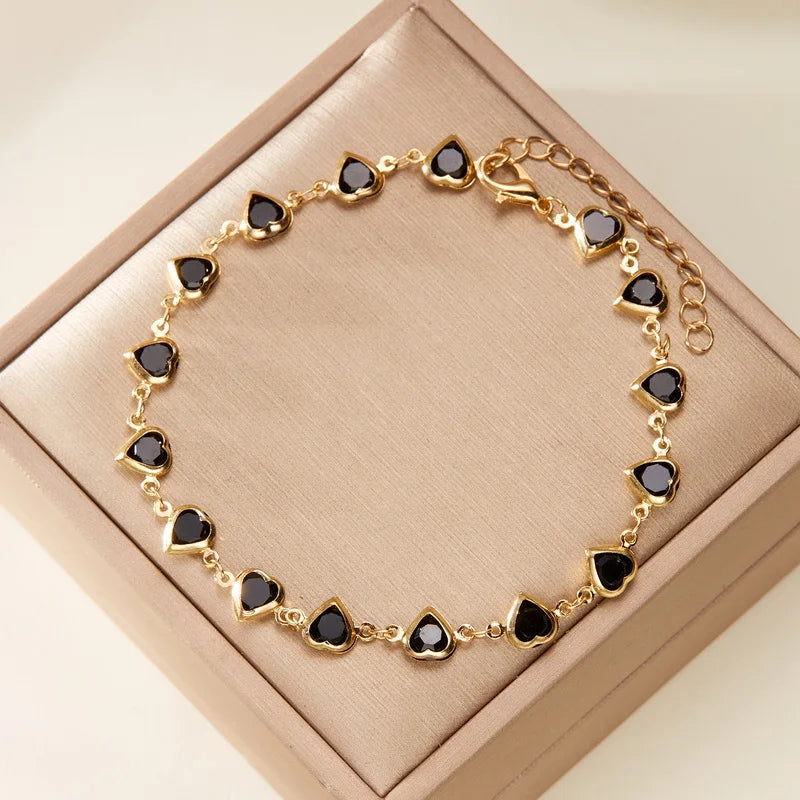 Charm Red Cherry Anklets for Women Vintage Boho Zircon Love Heart Flower Foot Leg Ankle Chain Girls Beach Party Jewelry Gifts