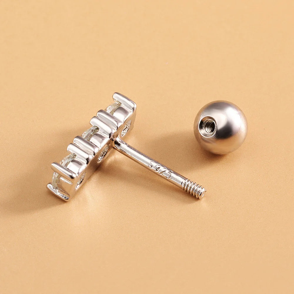 Serenity 6 Stones D Color 3mm All Moissanite Screw Earrings Women Anniversary Gift S925 Silver Sparkling Stud Ear Fine Jewelry - Madeinsea©