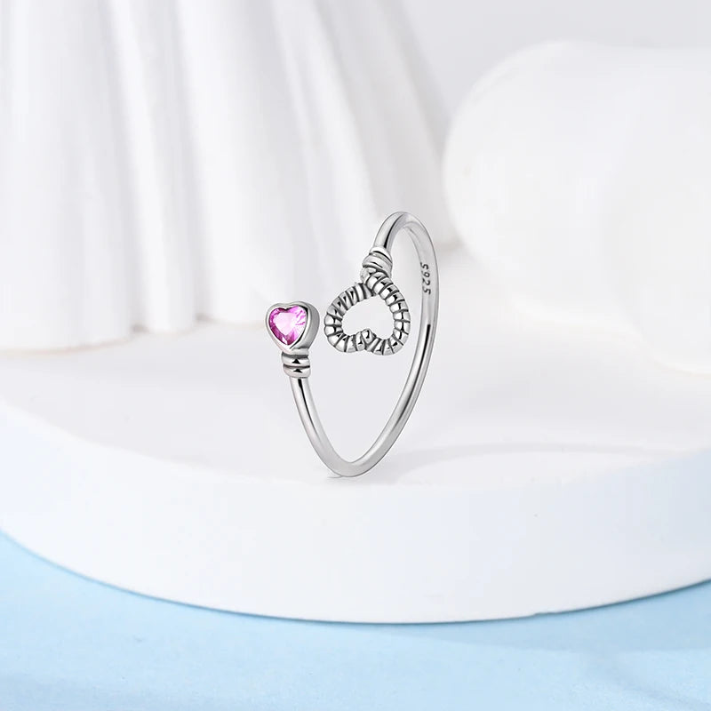 Rings For Women 100% 925 Sterling Silver Shiny Dragonfly Heart Shaped Hollow Open Rings Fine Wedding Engagement Jewelry Gift