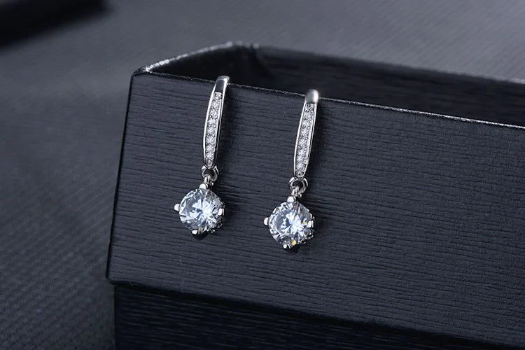 925 Sterling Silver Moissanite Drop Earrings For Women Simple Brand Design D Color VVS Diamond Pass Test Eardrop Fine Jewelry